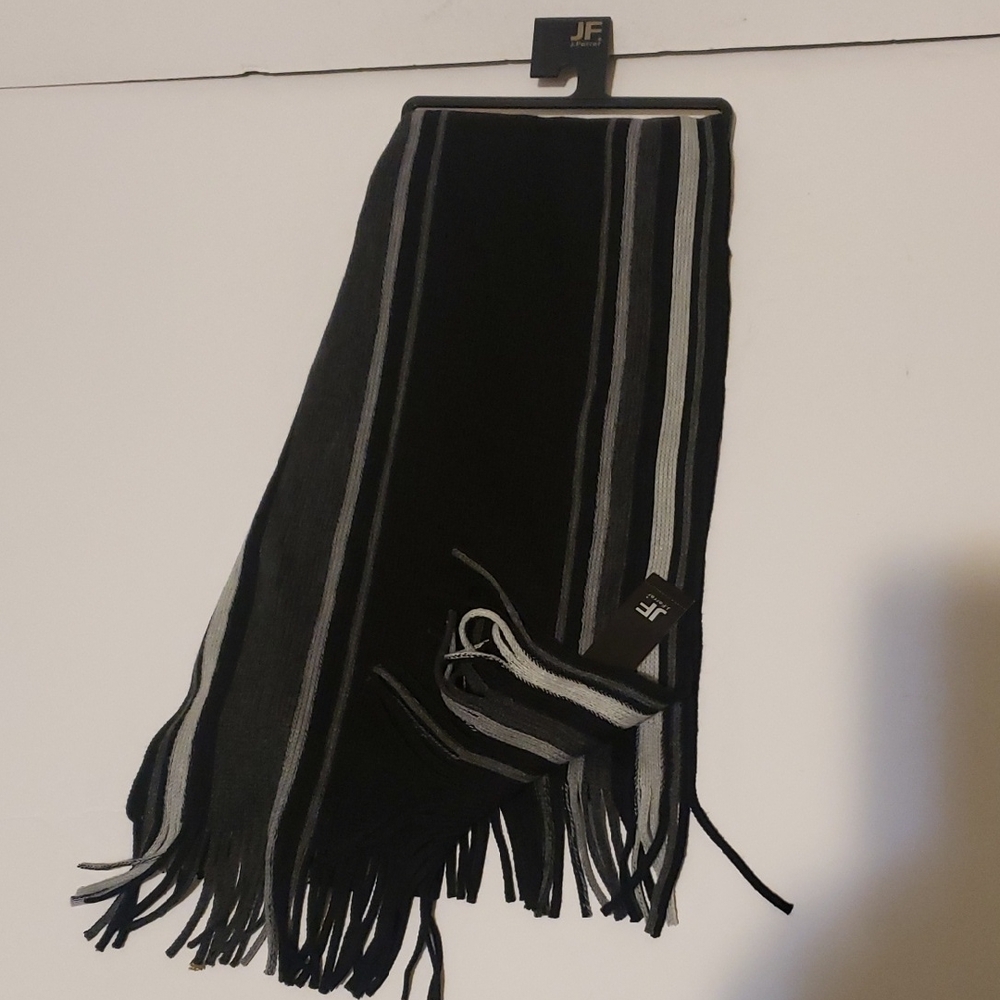 JF J.Ferrar Black and Gray Men's Scarf